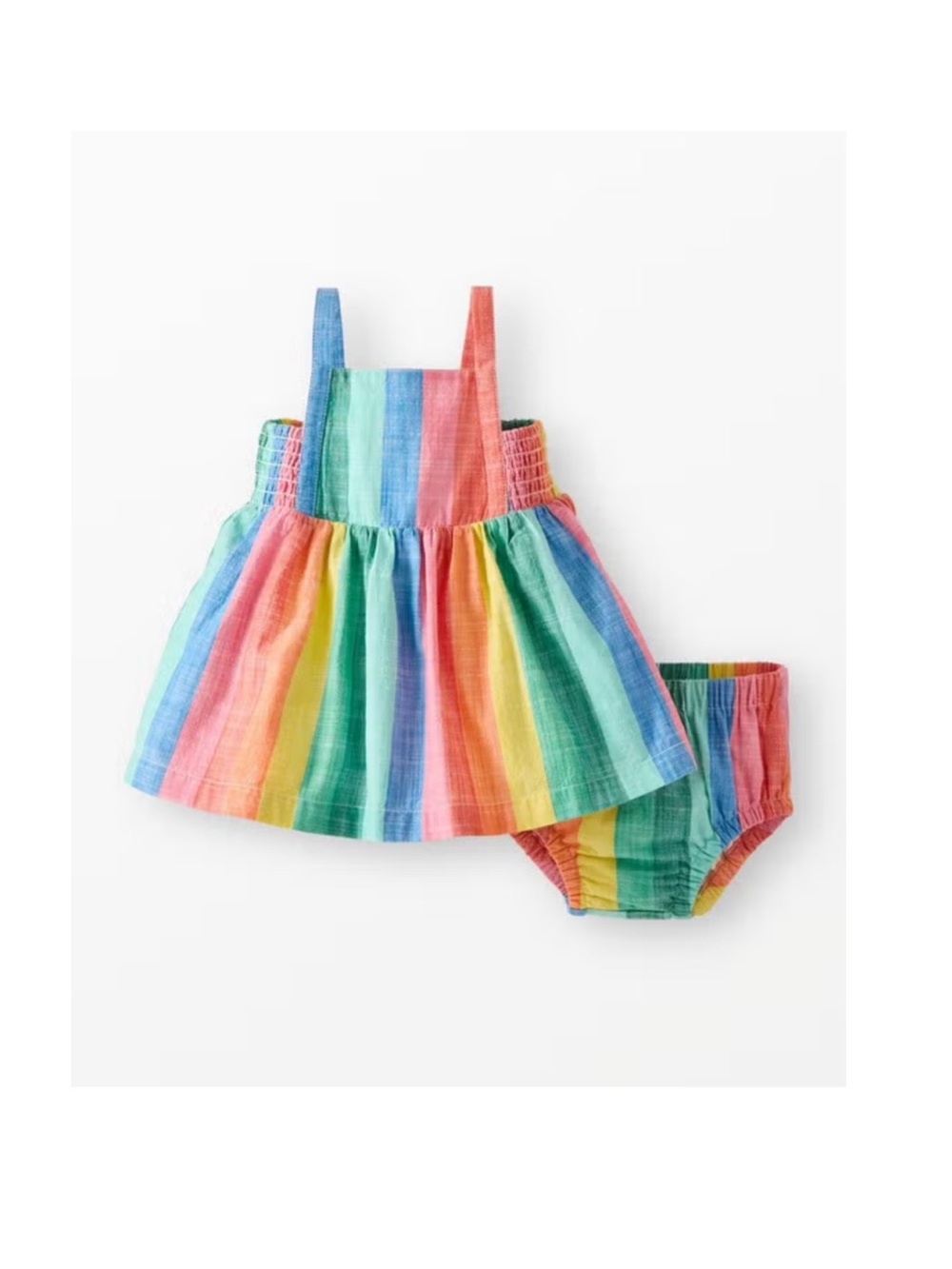 Hanna Andersson Rainbow Stripe Baby poplin Dress & Bloomer Set - Multicolor